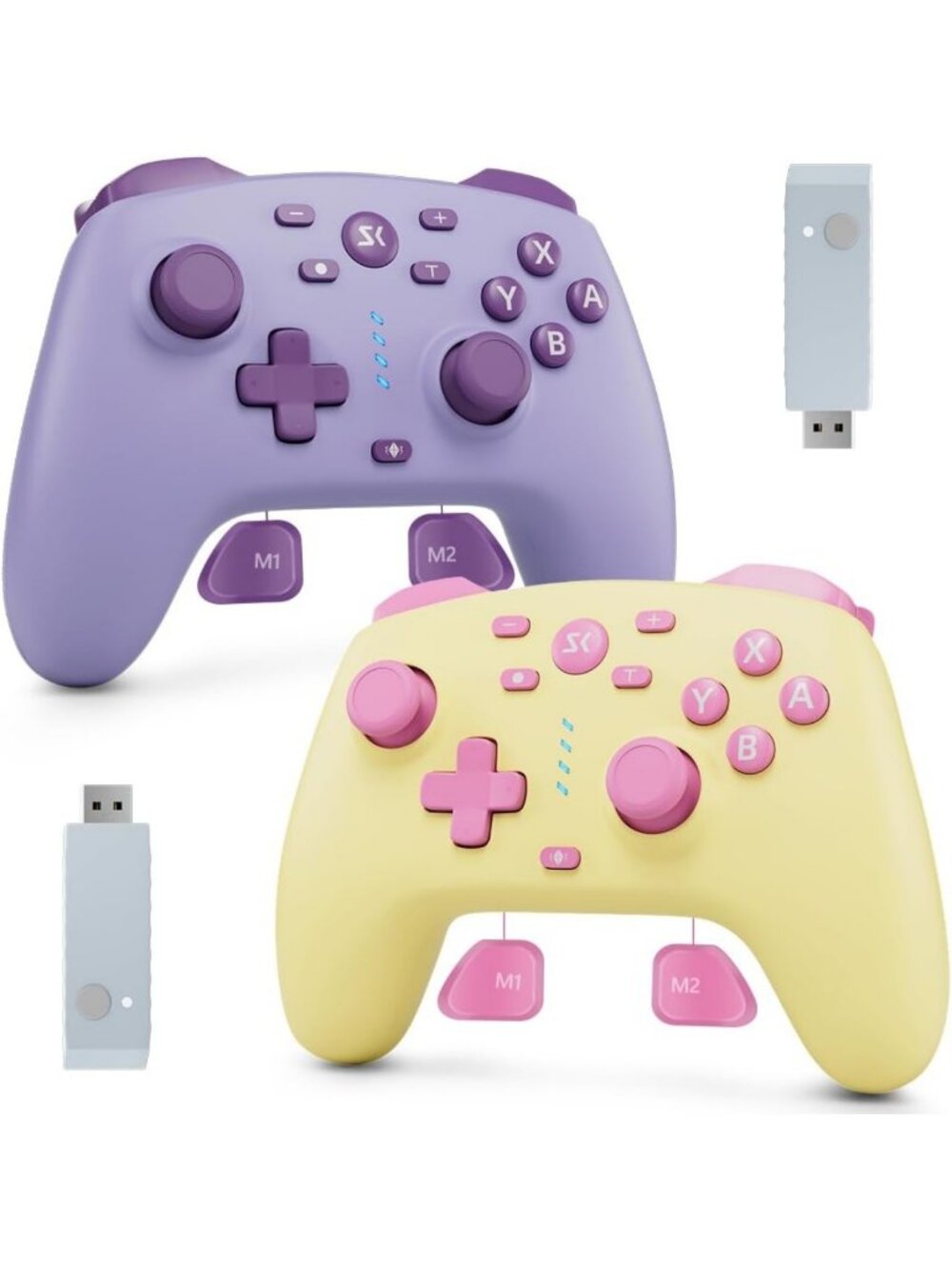 Wireless Game Controller for Switch, OLED, Lite & PC - Purple & Yellow Design